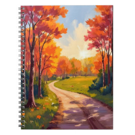 Herfstpad | Rode Bladeren Natuur Landschap Notitieboek