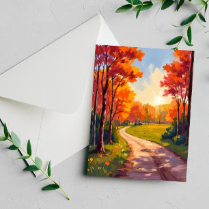 Herfstpad Rode Loof Natuur Landschap Kaart