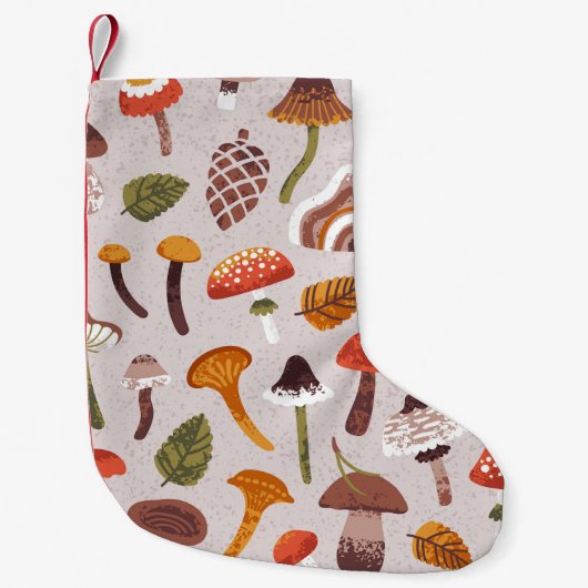 Herfstpaddenstoelen, bladeren:  herhaling. kleine kerstsok (Voorkant)