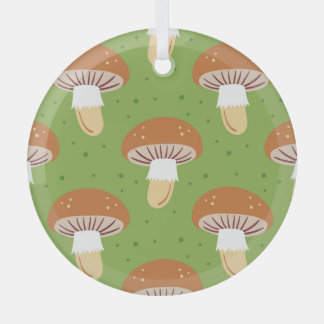 Herfstpaddenstoelen: groen naadloos patroon. glas ornament