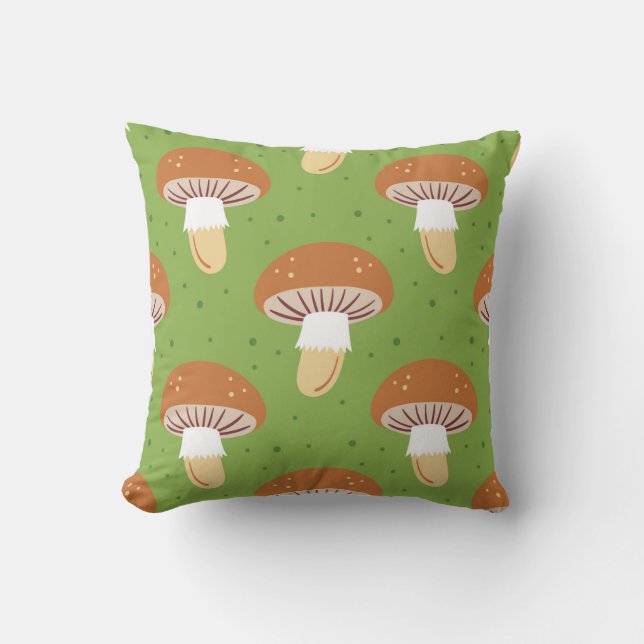 Herfstpaddenstoelen: groen naadloos patroon. kussen (Voorkant)