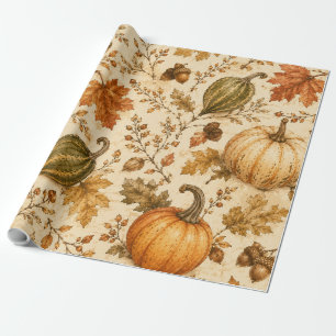 Herfstpatroon met pompoen en kalebassen cadeaupapier