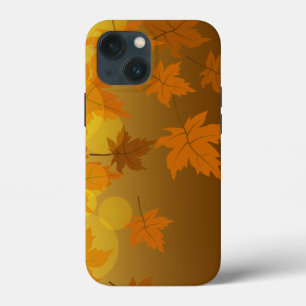 Herfstpatroon met vallende esdoornbladeren en boke iPhone 13 mini hoesje