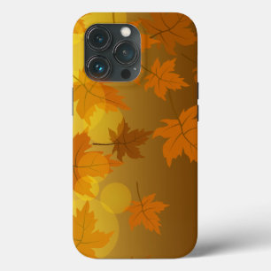Herfstpatroon met vallende esdoornbladeren en boke iPhone 13 pro hoesje