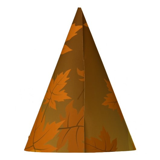 Herfstpatroon met vallende esdoornbladeren en boke feesthoedjes (Achterkant)