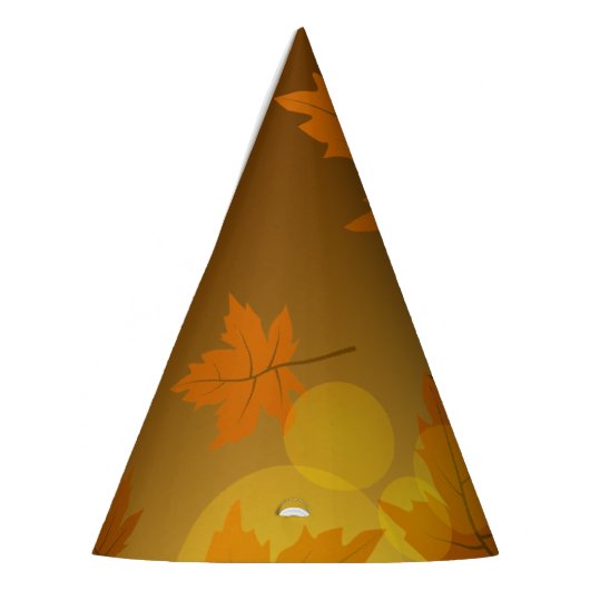 Herfstpatroon met vallende esdoornbladeren en boke feesthoedjes (Links)