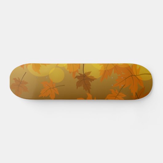 Herfstpatroon met vallende esdoornbladeren en boke skateboard (Horizontaal)