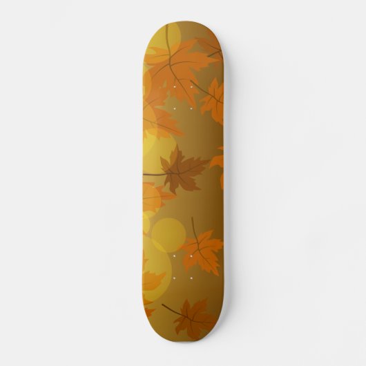Herfstpatroon met vallende esdoornbladeren en boke skateboard (Voorkant)