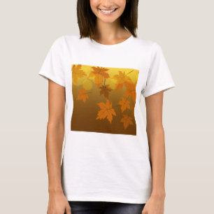 Herfstpatroon met vallende esdoornbladeren en boke t-shirt