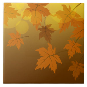 Herfstpatroon met vallende esdoornbladeren en boke tegeltje