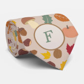 Herfstpatroon Monogram Stropdas (Opgerold)