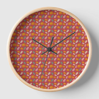 Herfstpatroon Rood Oranje Wandklok