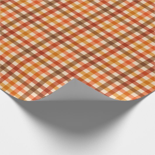 Herfstpicknick Gingham-schaakbord in Rusty Browns Cadeaupapier (Hoek)