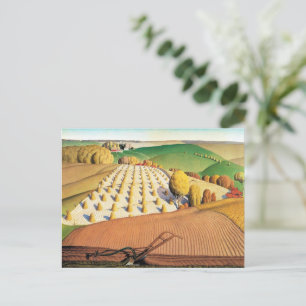 Herfstploegen van Grant Wood Briefkaart