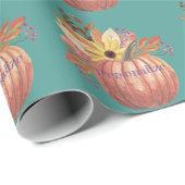 Herfstpompoen bloementerracotta sinaasappel en bla cadeaupapier (Rol Hoek)