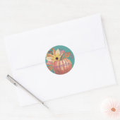Herfstpompoen bloementerracotta sinaasappel en bla ronde sticker (Envelop)