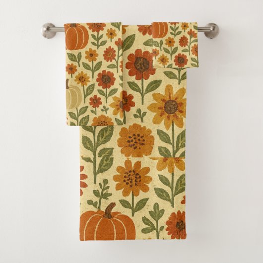  herfstpompoen bloemmotief bad handdoek (Insitu)