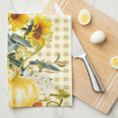 Herfstpompoen op Gingham Theedoek (Quarter Fold)