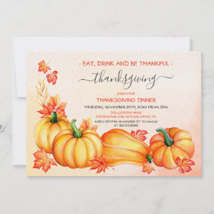 herfstpompoen Thanksgiving Dinner Invitation Kaart