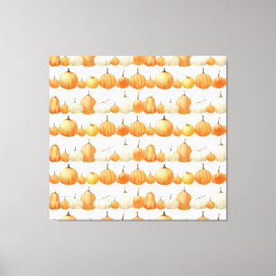 Herfstpompoen: Waterverf illustratiepatroon Canvas Afdruk