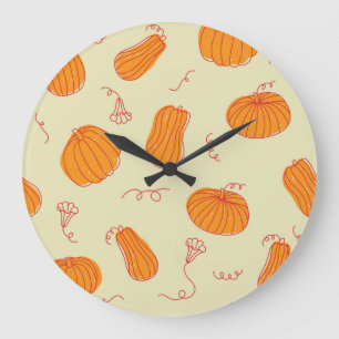 Herfstpompoenen: Doodle Sinaasappel. Grote Klok