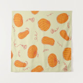 Herfstpompoenen: Doodle Sinaasappel. Wandkleed (Voorkant (horizontaal))