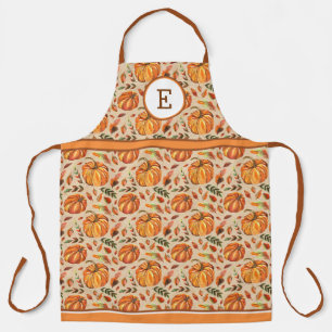 Herfstpompoenen en bladeren Monogram Schort