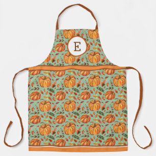 Herfstpompoenen en bladeren Monogram Schort