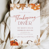 Herfstpompoenen en bladeren Thanksgiving-diner  Kaart