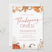 Herfstpompoenen en bladeren Thanksgiving-diner  Kaart (Voorkant)