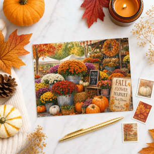 Herfstpompoenen en chrysanten Boerenmarkt Briefkaart
