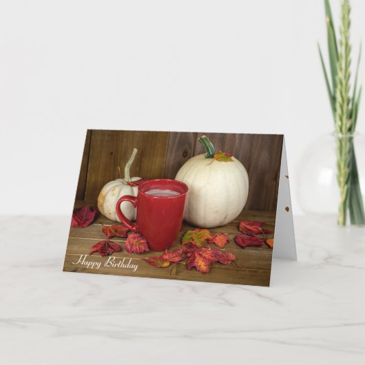 Herfstpompoenen en warme chocolademelk kaart (Voorkant)