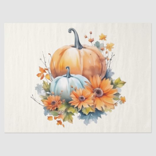 Herfstpompoenen met bloemen en bladeren tissuepapier (Voorkant)