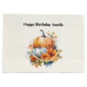 Herfstpompoenen met bloemen en bladeren Verjaardag Groot Cadeauzakje (Achterkant)