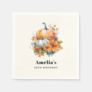 Herfstpompoenen met bloemen en bladeren Verjaardag Servet