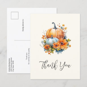 Herfstpompoenen met bloemen en gebladerte Bedankt Briefkaart