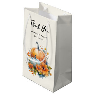 Herfstpompoenen met bloemen en gebladerte Bedankt Klein Cadeauzakje