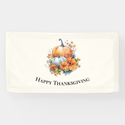 Herfstpompoenen met bloemen Thanksgiving Spandoek (Horizontaal)
