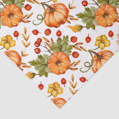 Herfstpompoenen, rode bessen en bladeren tissuepapier (Detail)