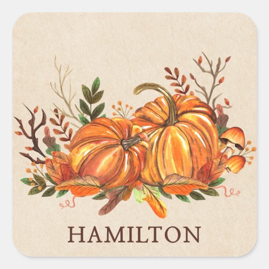 Herfstpompoenen Vierkante Sticker (Voorkant)