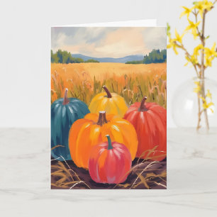 Herfstpompoenen Waterverf Kunst Herfstlandschap Kaart