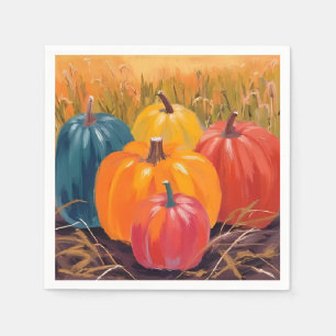 Herfstpompoenen Waterverf Kunst Herfstlandschap Servet
