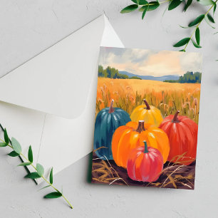 Herfstpompoenen Waterverfkaart herfstlandschap