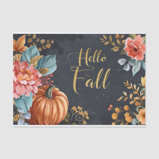 Herfstpompoenval laat rustieke decoupage achter tissuepapier (Voorkant)