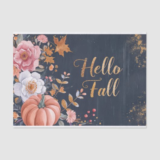 Herfstpompoenval laat rustieke decoupage achter tissuepapier (Voorkant)