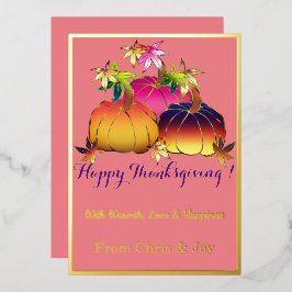 Herfstpracht Whimische Thanksgiving Folie Feestdagenkaart