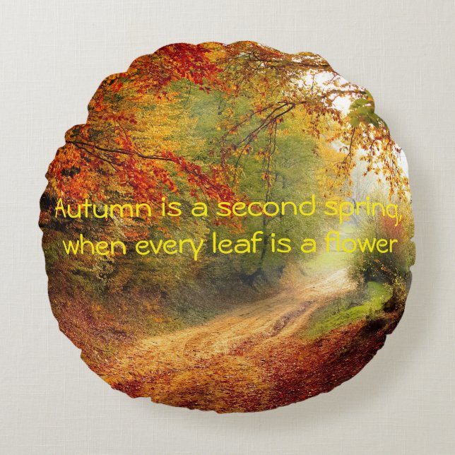 Herfstquote Rond Kussen (Voorkant)