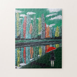 Herfstreflectie Schilderij door Alfred Fox Legpuzzel