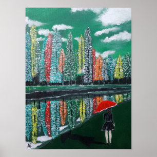 Herfstreflectie Schilderij van Alfred Fox Poster
