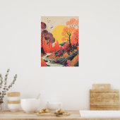 Herfstreflecties: een sereen rivierlandschap poster (Keuken)